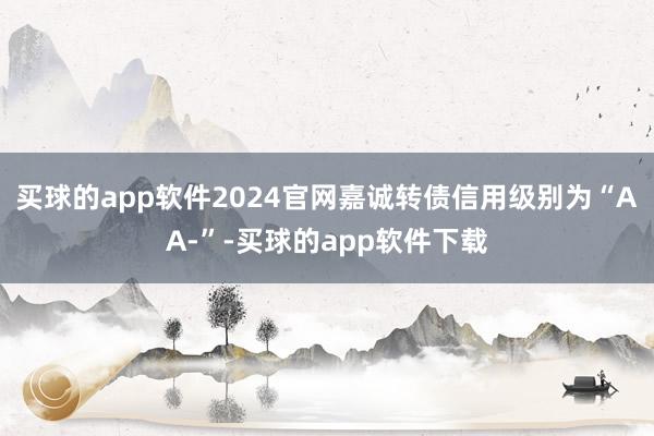 买球的app软件2024官网嘉诚转债信用级别为“AA-”-买球的app软件下载