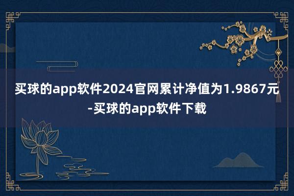 买球的app软件2024官网累计净值为1.9867元-买球的app软件下载