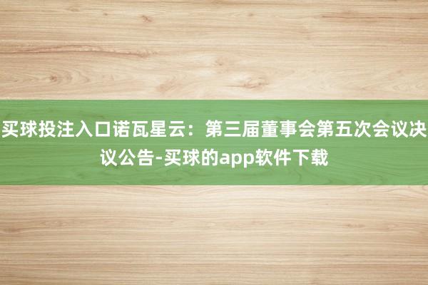 买球投注入口诺瓦星云:第三届董事会第五次会议决议公告-买球的app软件下载